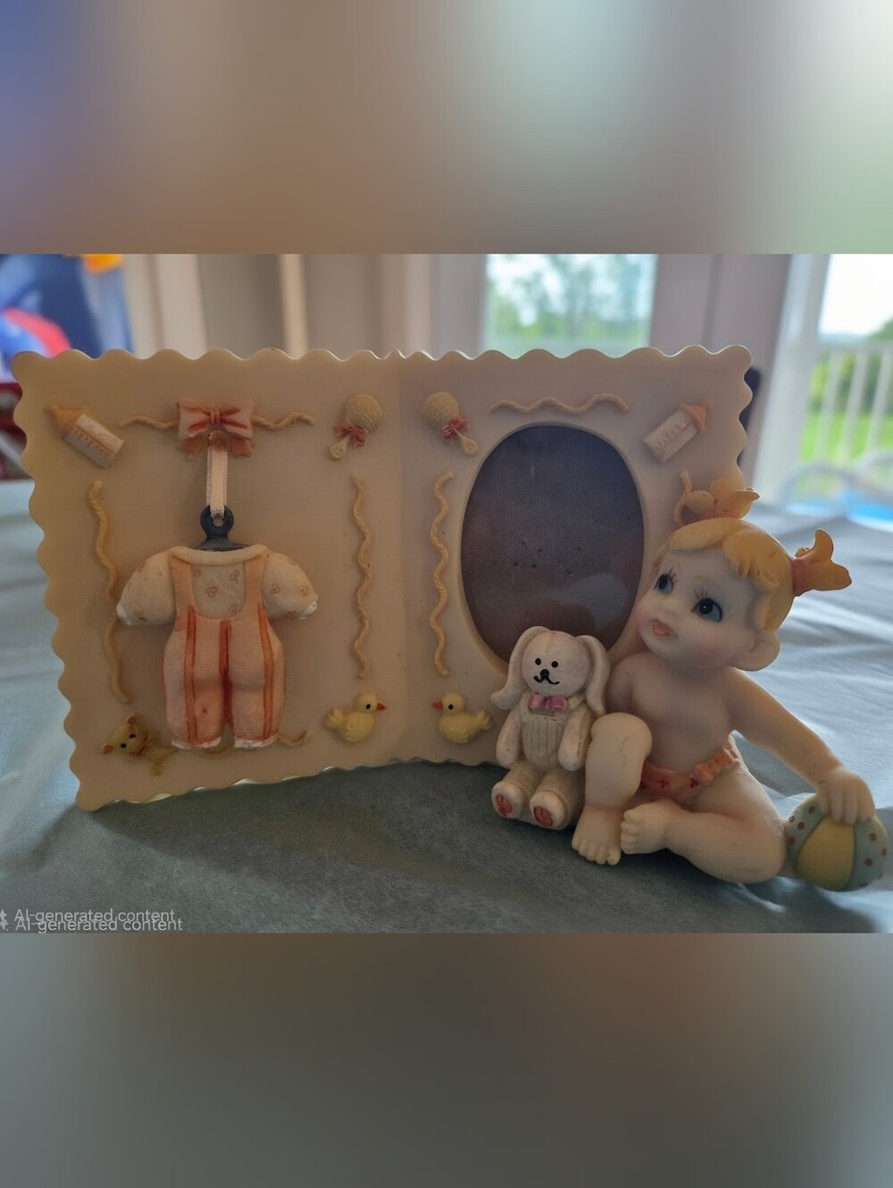 Decorative Baby Frame with Pink Yellow Accents-Vintage Feel